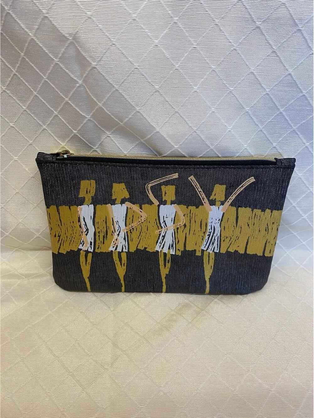 Ipsy Glam Bag Makeup Pouch Cosmetic Bag ~Gold Dancers